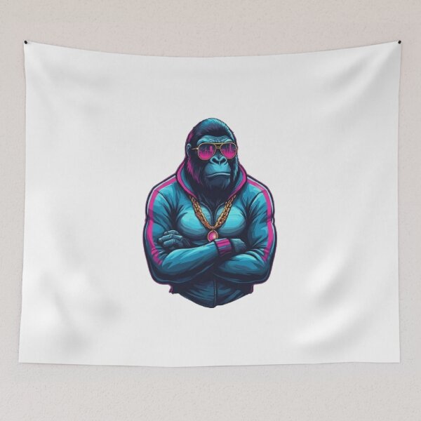 Item preview, Synthwave Gorilla - Isolated Retro Boss designed and sold by RetroRascalStudio.