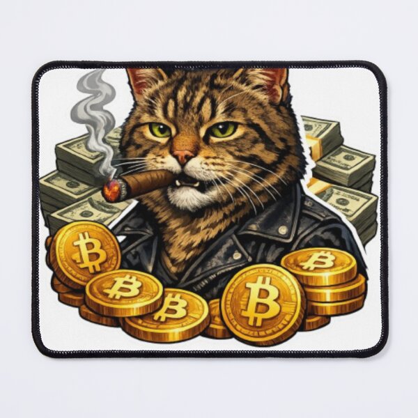 Item preview, Bitcoin Boss Cat – Rich Crypto Kitty Smoking Cigar designed and sold by Busdriverstore.