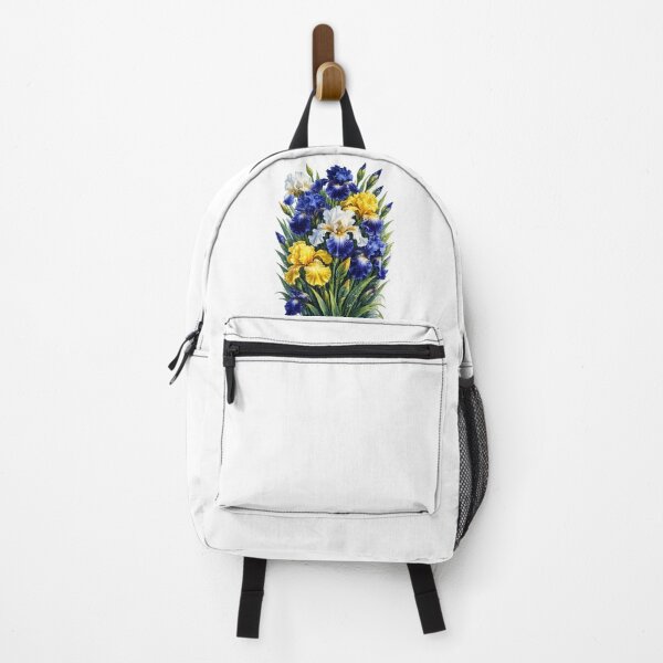Item preview, Blue Yellow White Irises Floral Botanical Art Realistic Spring Flower Design designed and sold by IrynaLineArt.