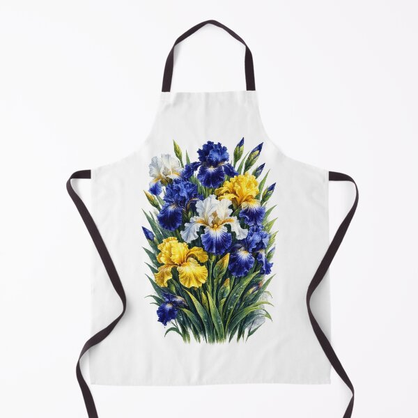 Item preview, Blue Yellow White Irises Floral Botanical Art Realistic Spring Flower Design designed and sold by IrynaLineArt.