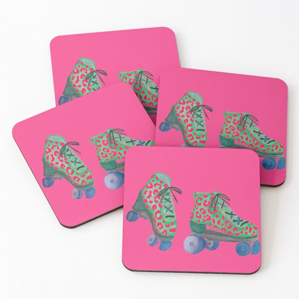 Item preview, Hot Pink Cheetah Print Roller Skates designed and sold by jshuphotography.