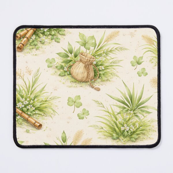 Item preview, Bamboo Flute & Nature Leaves Pattern – Aesthetic Botanical Design designed and sold by Radha Krishna curated finds.