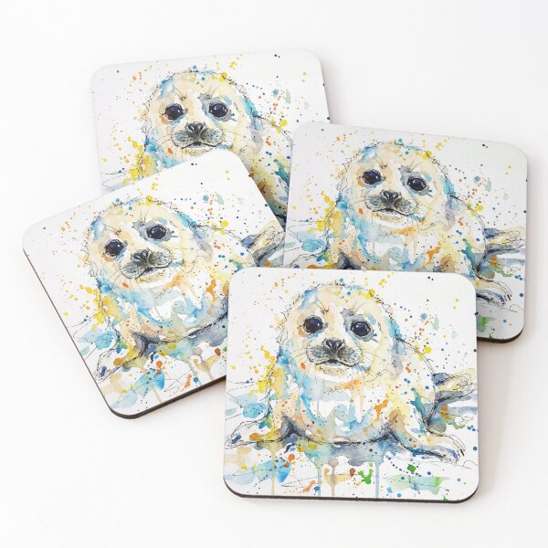 Item preview, Abstract Colourful Baby Seal Pup Watercolour Art designed and sold by Printpix.
