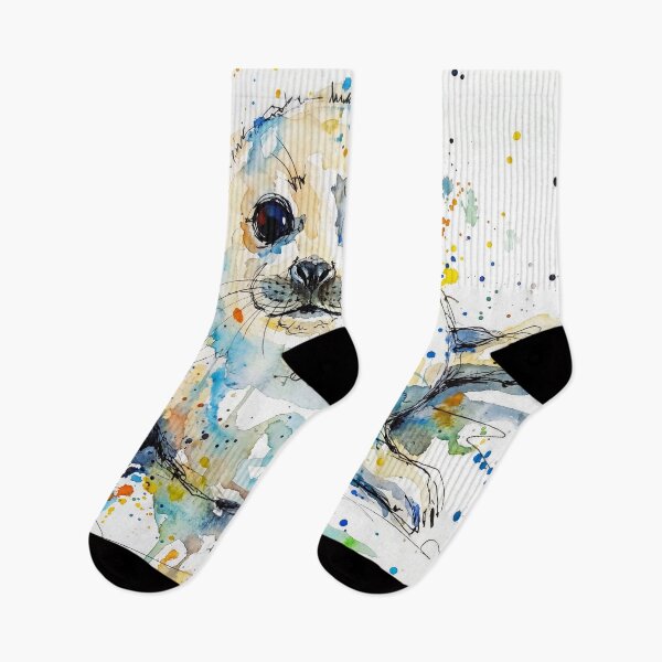 Item preview, Abstract Colourful Baby Seal Pup Watercolour Art designed and sold by Printpix.