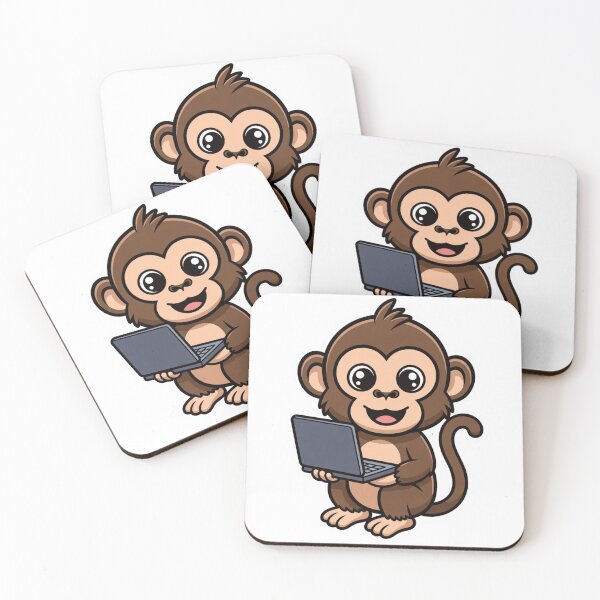 Item preview, Cute Monkey Using Laptop Funny Remote Work Tech Design designed and sold by ZYNORAworld.