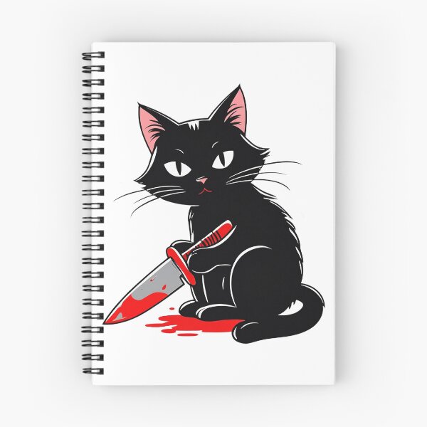 Item preview, Black Cat with knife in blood cartoon 2 designed and sold by AnnaHolyph.