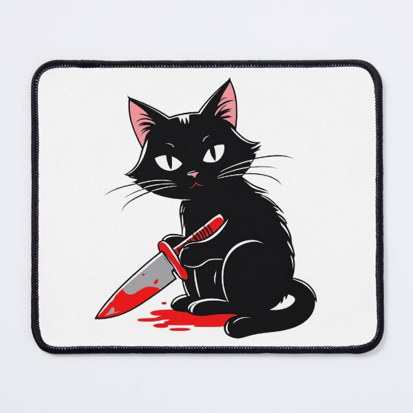 Item preview, Black Cat with knife in blood cartoon 2 designed and sold by AnnaHolyph.