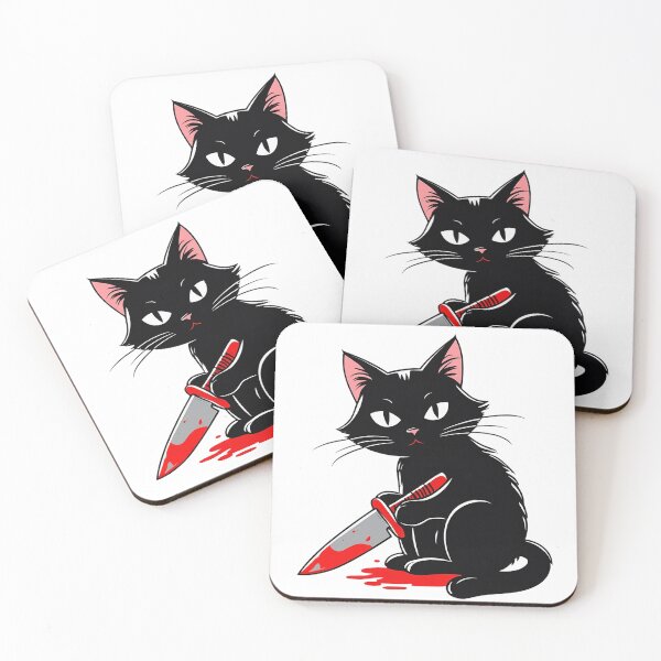 Item preview, Black Cat with knife in blood cartoon 2 designed and sold by AnnaHolyph.