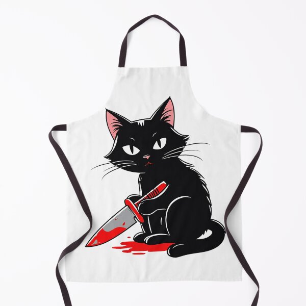 Item preview, Black Cat with knife in blood cartoon 2 designed and sold by AnnaHolyph.