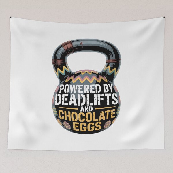 Item preview, Powered By Deadlifts And Chocolate Eggs - Gym Workout designed and sold by 404wearpl.