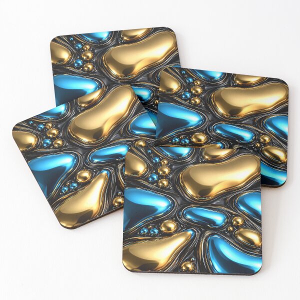Item preview, Luxury Blue and Gold Liquid Metal Abstract Design designed and sold by Kaleidoscope Print.