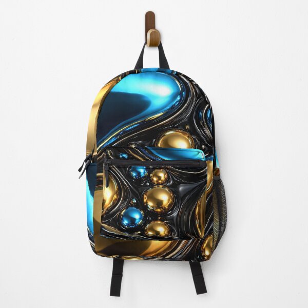 Item preview, Luxury Blue and Gold Liquid Metal Abstract Design designed and sold by Kaleidoscope Print.