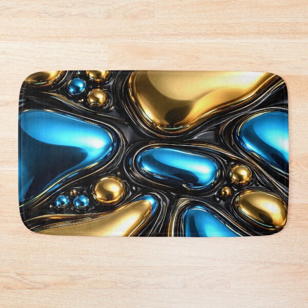 Item preview, Luxury Blue and Gold Liquid Metal Abstract Design designed and sold by Kaleidoscope Print.