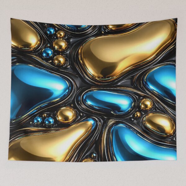 Item preview, Luxury Blue and Gold Liquid Metal Abstract Design designed and sold by Kaleidoscope Print.