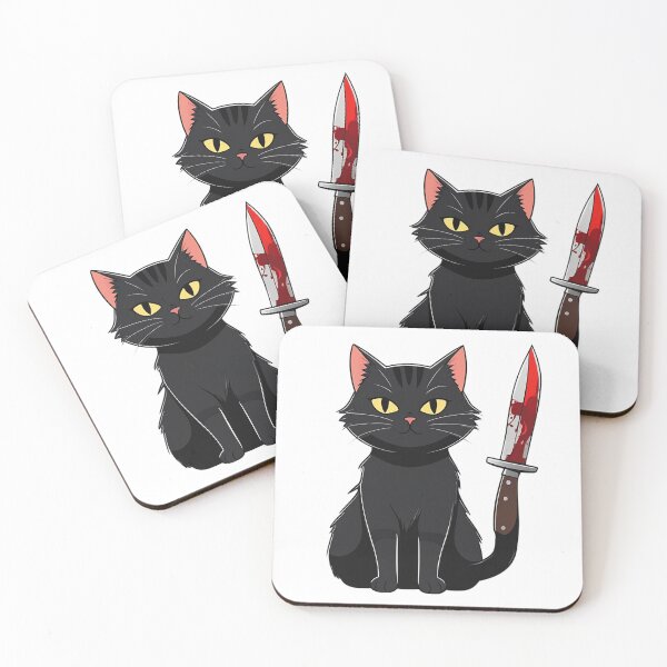 Item preview, Black Cat with bloody knife designed and sold by AnnaHolyph.