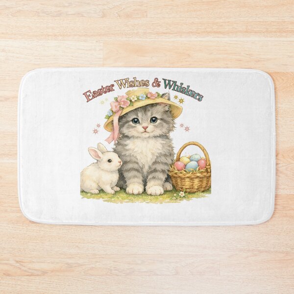 Item preview, Easter Wishes & Whiskers – Cute Kitten and Bunny Easter Shirt designed and sold by bazstees54.
