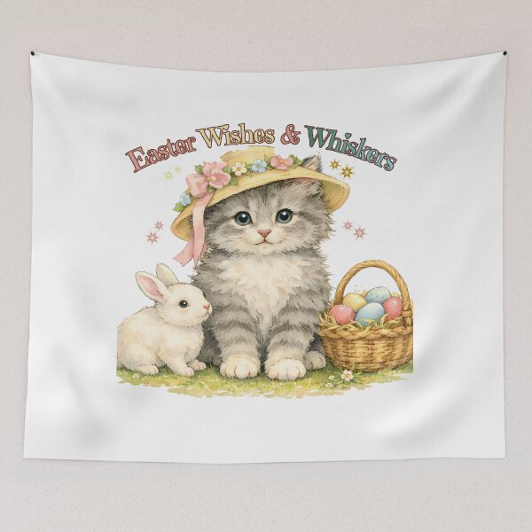 Item preview, Easter Wishes & Whiskers – Cute Kitten and Bunny Easter Shirt designed and sold by bazstees54.