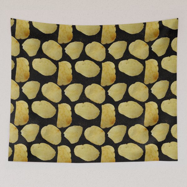Item preview, Potato Chip seamless pattern on black designed and sold by Paintbrushbetty.