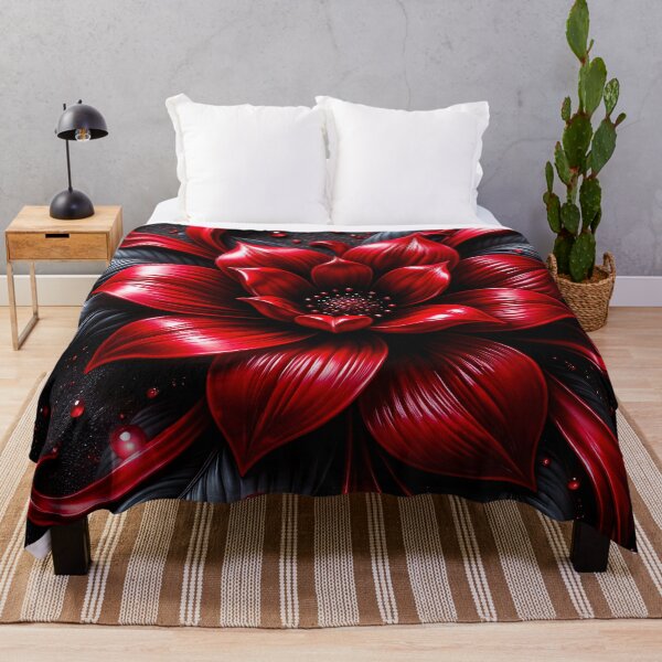Item preview, Red Gothic Floral Bloom on Black Elegant Dark Botanical Design designed and sold by Kaleidoscope Print.