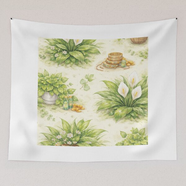 Item preview, Money Plant & Lily Botanical Pattern with Bangles – Prosperity Aesthetic Design designed and sold by Radha Krishna curated finds.