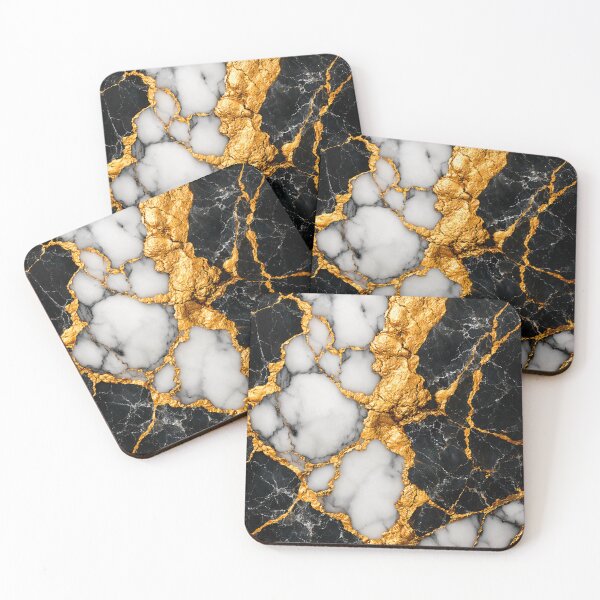 Item preview, Black White and Gold Marble Texture Luxury Abstract Stone Pattern designed and sold by Kaleidoscope Print.