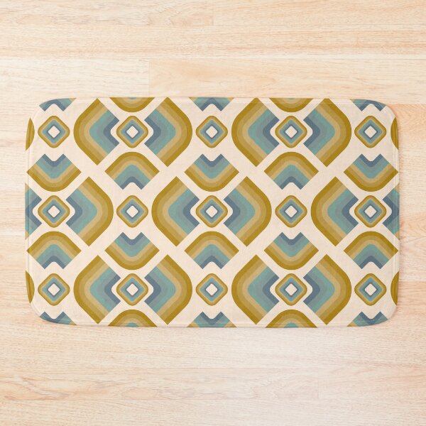 Item preview, Mid Century Modern Retro Geometric Pattern – 70s Diamond - Mustard Gold Green and Dusty Blue designed and sold by JMgraphic.