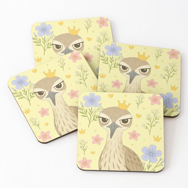 Item preview, Crowned Stone-Curlew Close-Up - Yellow designed and sold by HIMEKARI.