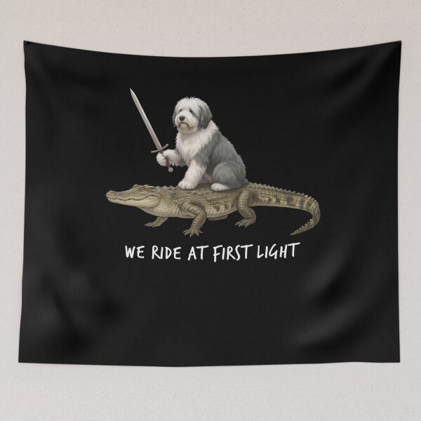 Item preview, We Ride at First Light Funny Old English Sheepdog Crocodile Dog Lover designed and sold by TerryConnells.