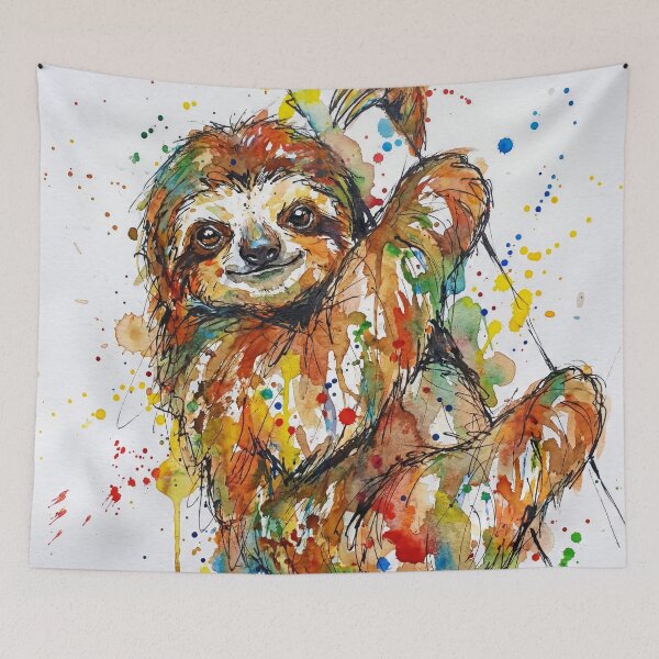 Item preview, Colourful Abstract Baby Sloth Watercolour Art designed and sold by Printpix.