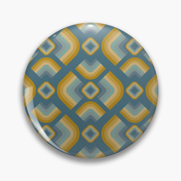 Item preview, Mid Century Modern Retro Geometric Pattern – 70s Diamond - Navy, Dusty Blue and Mustard Gold designed and sold by JMgraphic.