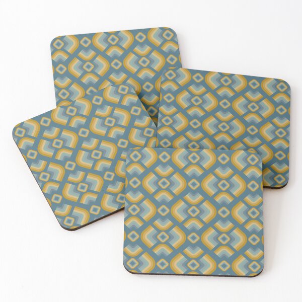 Item preview, Mid Century Modern Retro Geometric Pattern – 70s Diamond - Navy, Dusty Blue and Mustard Gold designed and sold by JMgraphic.