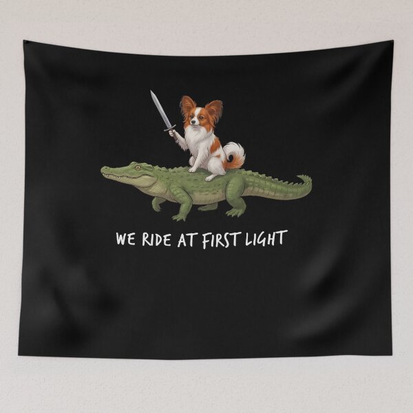 Item preview, We Ride at First Light Funny Papillon Crocodile Dog Lover designed and sold by TerryConnells.