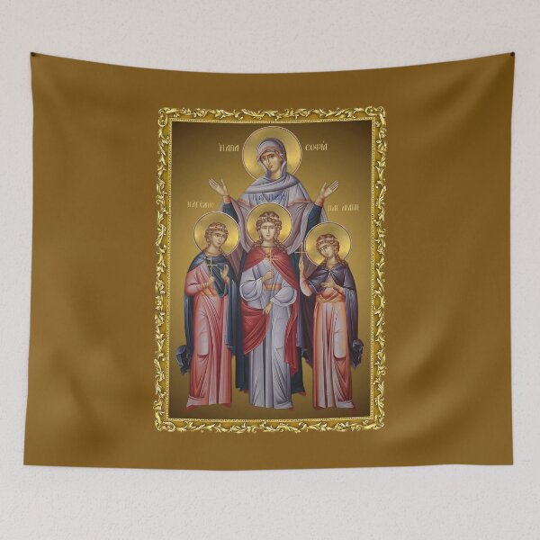 Item preview, Saints Faith Hope Love and their mother Sophia, Orthodox icon designed and sold by orthodox-icon.