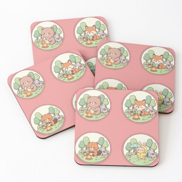 Item preview, Cute Cozy Camp Animals Set Bunny Fox Bear Beaver Forest Aesthetic Illustration designed and sold by LavinyArt.
