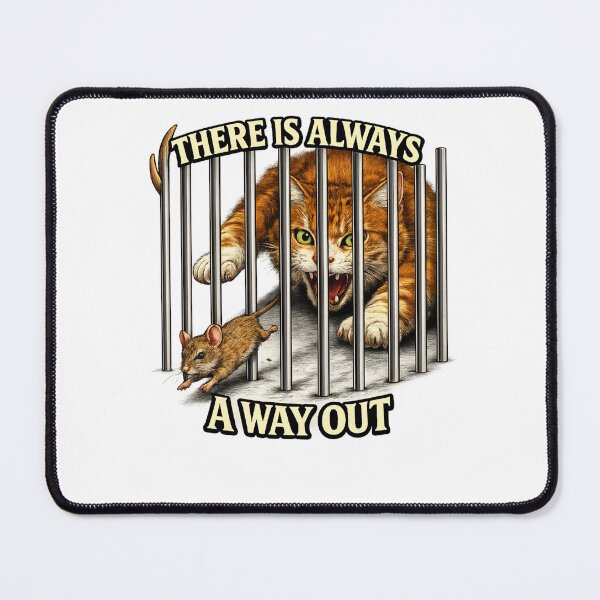 Item preview, There Is Always a Way Out – Mouse Escape Cat Chase Inspirational Design designed and sold by IrynaLineArt.