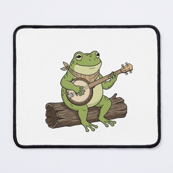 Item preview, Chubby Green Frog Playing Banjo on a Log designed and sold by Kvarny.
