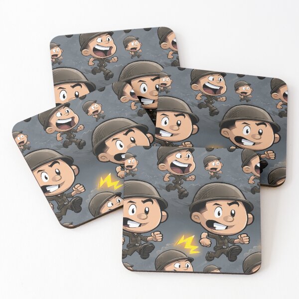 Item preview, Action Cartoon Soldiers Running Dark Pattern designed and sold by Piotrek0001.