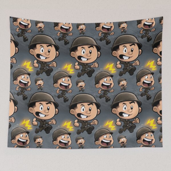 Item preview, Action Cartoon Soldiers Running Dark Pattern designed and sold by Piotrek0001.