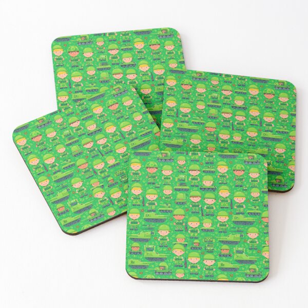 Item preview, Grid of Cute Cartoon Soldier Faces Green Pattern designed and sold by Piotrek0001.