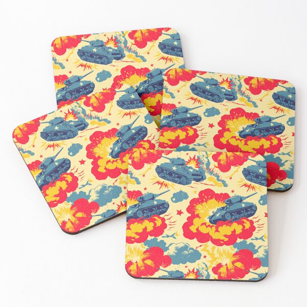 Item preview, Blue Tanks and Huge Colorful Explosions Pattern designed and sold by Piotrek0001.