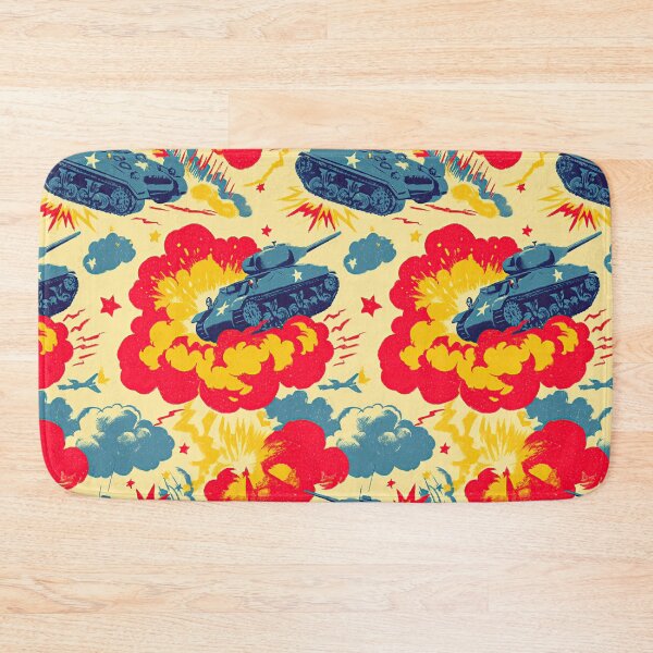 Item preview, Blue Tanks and Huge Colorful Explosions Pattern designed and sold by Piotrek0001.