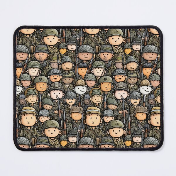 Item preview, Grey and Brown Cartoon Soldier Faces Pattern designed and sold by Piotrek0001.