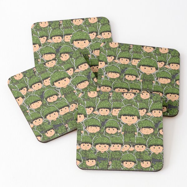 Item preview, Cute Army Soldier Faces in Green Helmets Pattern designed and sold by Piotrek0001.
