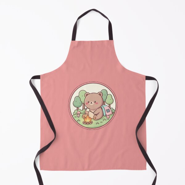 Item preview, Cute Campfire Bear Roasting Marshmallow Cozy Forest Aesthetic Illustration designed and sold by LavinyArt.