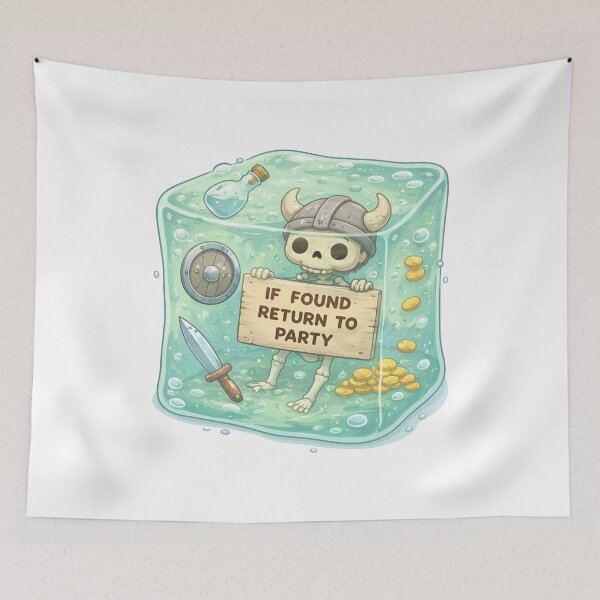 Item preview, If Found Return To Party Skeleton Gelatinous Cube RPG designed and sold by Fenay Designs.