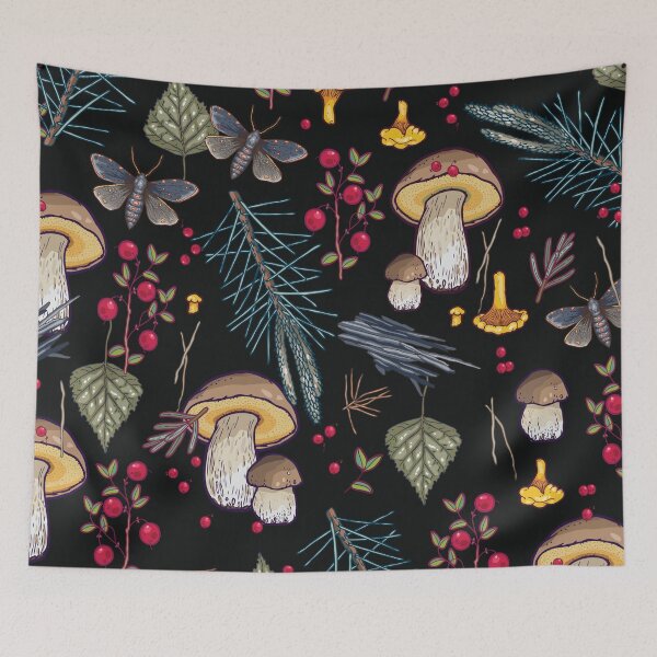 Item preview, Chanterelle & Boletus Mushroom Pattern designed and sold by smalldrawing.