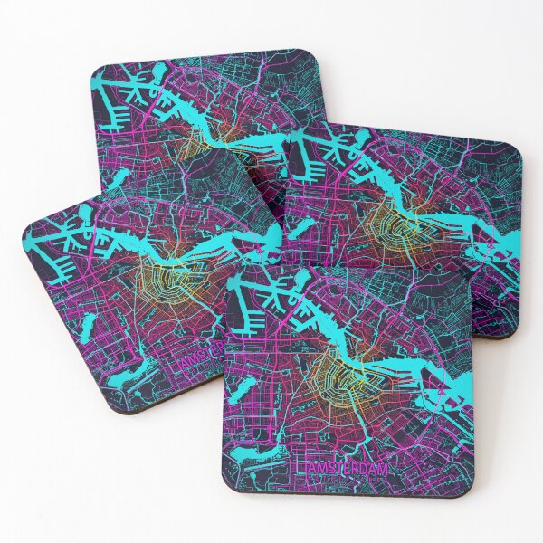 Item preview, Amsterdam City Map of Netherlands - Neon designed and sold by deMAP.