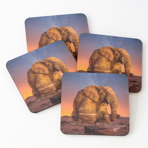 Item preview, Elephant Rock AlUla Saudi Arabia Night Sky Wall Art Print designed and sold by GoldenVerseArt.