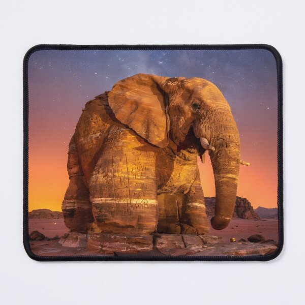 Item preview, Elephant Rock AlUla Saudi Arabia Night Sky Wall Art Print designed and sold by GoldenVerseArt.