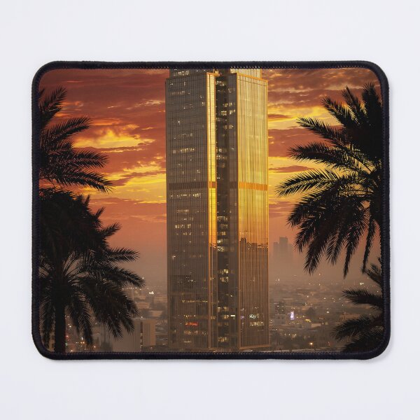 Item preview, Al Faisaliyah Tower Riyadh Saudi Arabia Sunset Wall Art Print designed and sold by GoldenVerseArt.